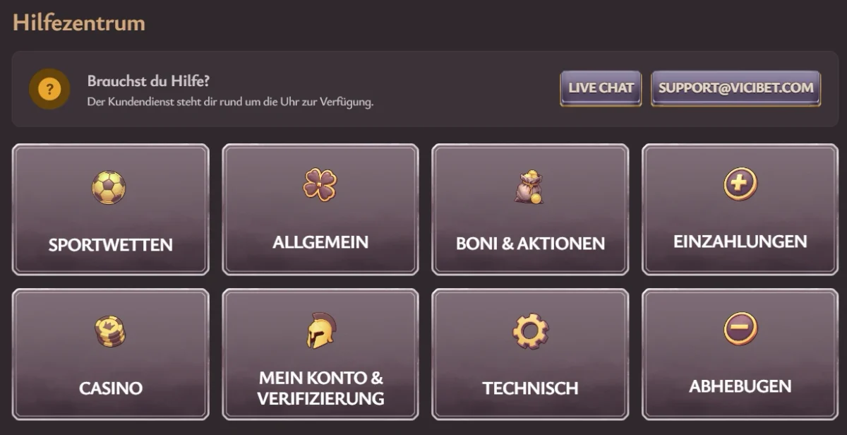 vicibet support